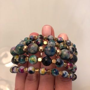 Beaded Wrap Bracelet - Blue/Purple